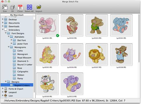 Merge Stitch File window Merge Stitch File window