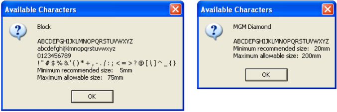 Available Characters Available Characters